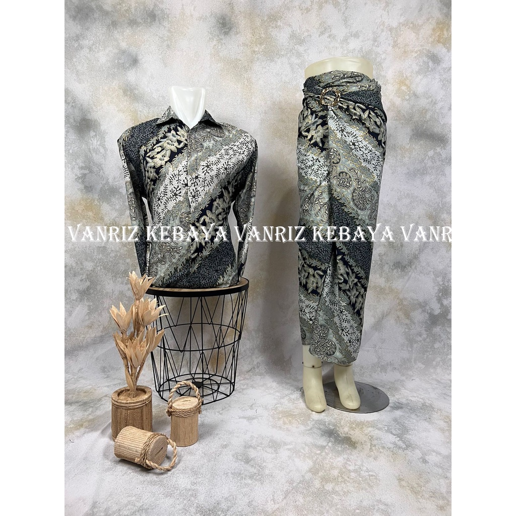 Vanriz Kebaya-Kemeja Batik Lengan Panjang Couple Rok Lilit