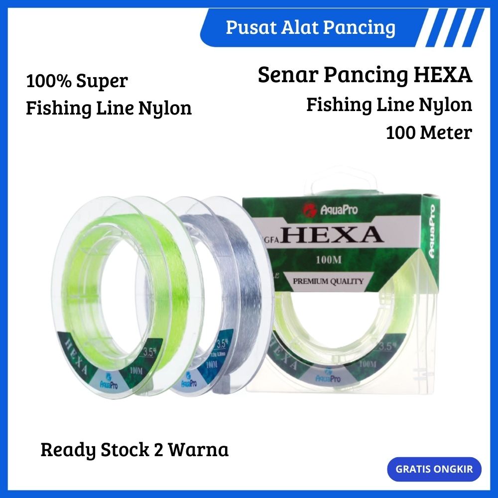 Senar Pancing HEXA Nylon 100M Senar Pancing Monofilament Super Line Benang Mancing Sungai Danau Muara Empang Murah