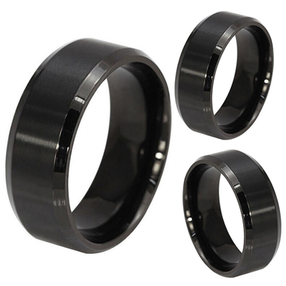 Hu Hu Hu Hu Hu Alat Bantu Pasang Kacamata♡ Cincin Bahan Titanium Steel Warna Hitam Ukuran 8MM Untuk Pria