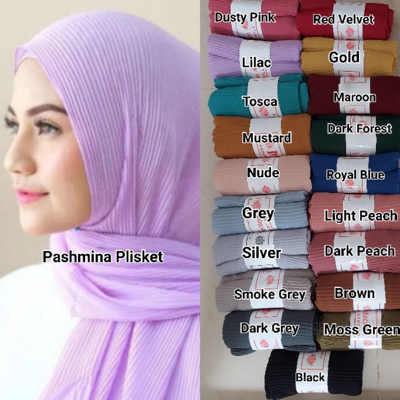 Pashmina Plisket Baby Doll Premium Tanpa Garis Tengah