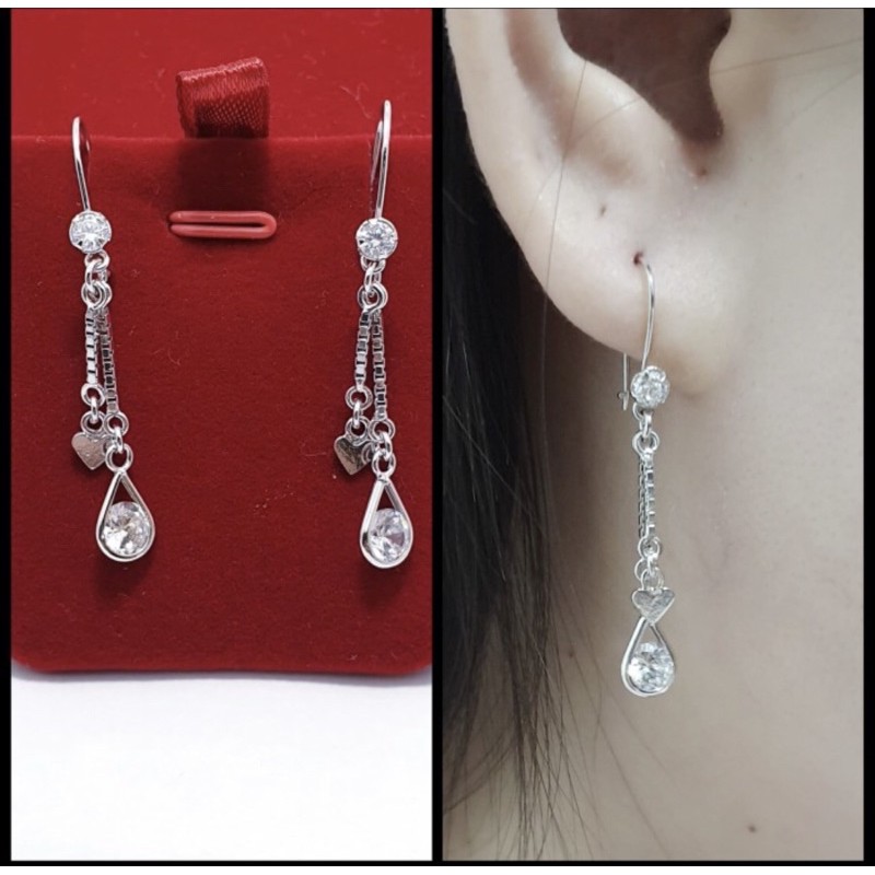 Anting wanita perak 925 lapis emas putih anting panjang wanita perak 925