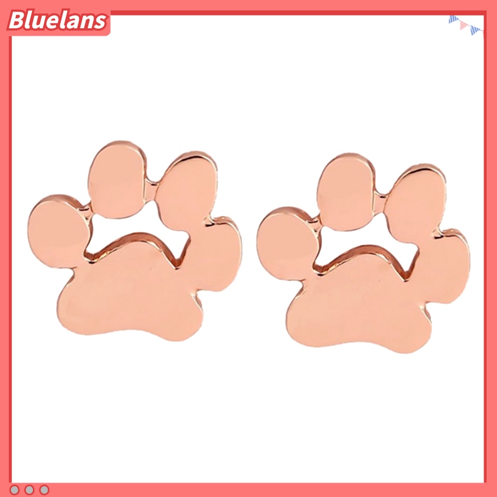 1 Pasang Anting Stud Bentuk Jejak Kaki Hewan Bahan Alloy Untuk Wanita