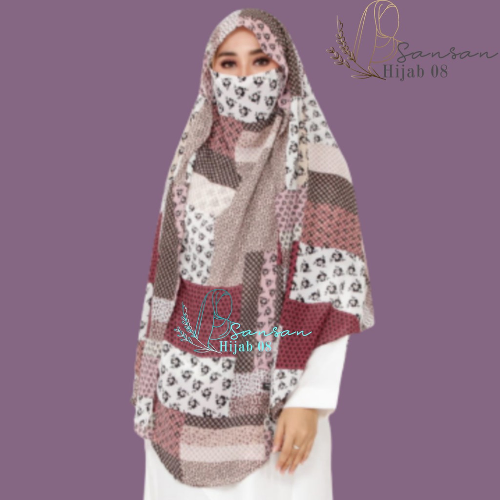 Khimar MOTIF Hijab Jilbab Kerudung Syari Niqob Ceruty Premium Babydoll 2Layer