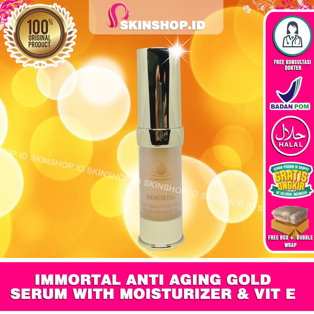 Immortal ANTI AGING GOLD SERUM WITH MOISTURIZER &amp; VIT E 20ml Original / Serum Anti Penuaan BPOM Aman