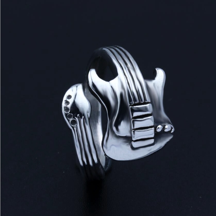 Cincin Adjustable Desain Gitar Musik Rock Gaya Retro Untuk Pria Dan Wanita