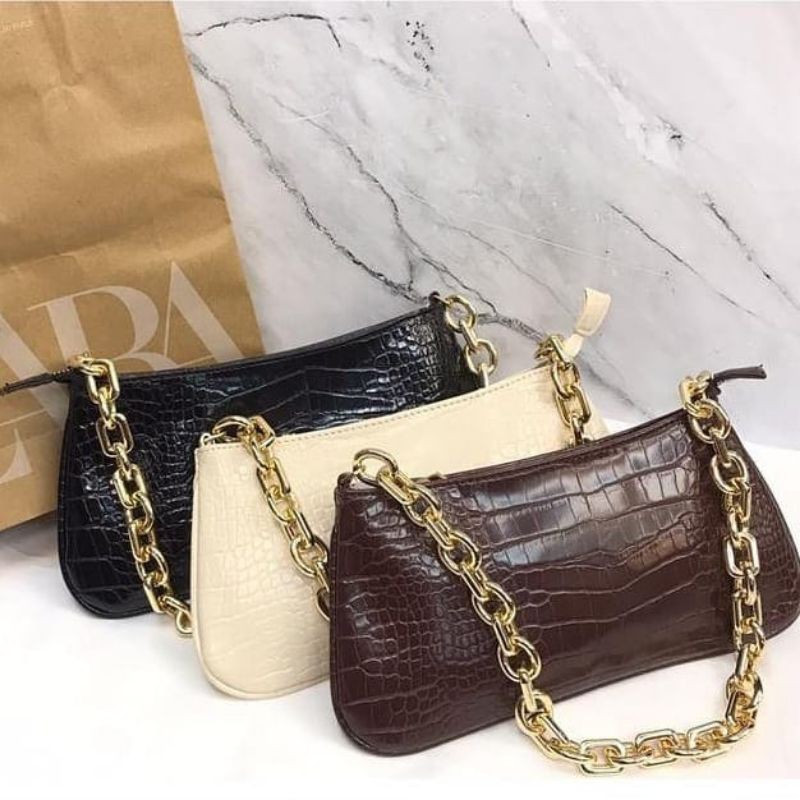Zara croco chain shoulder bag / zara animal print shoulder bag with chain