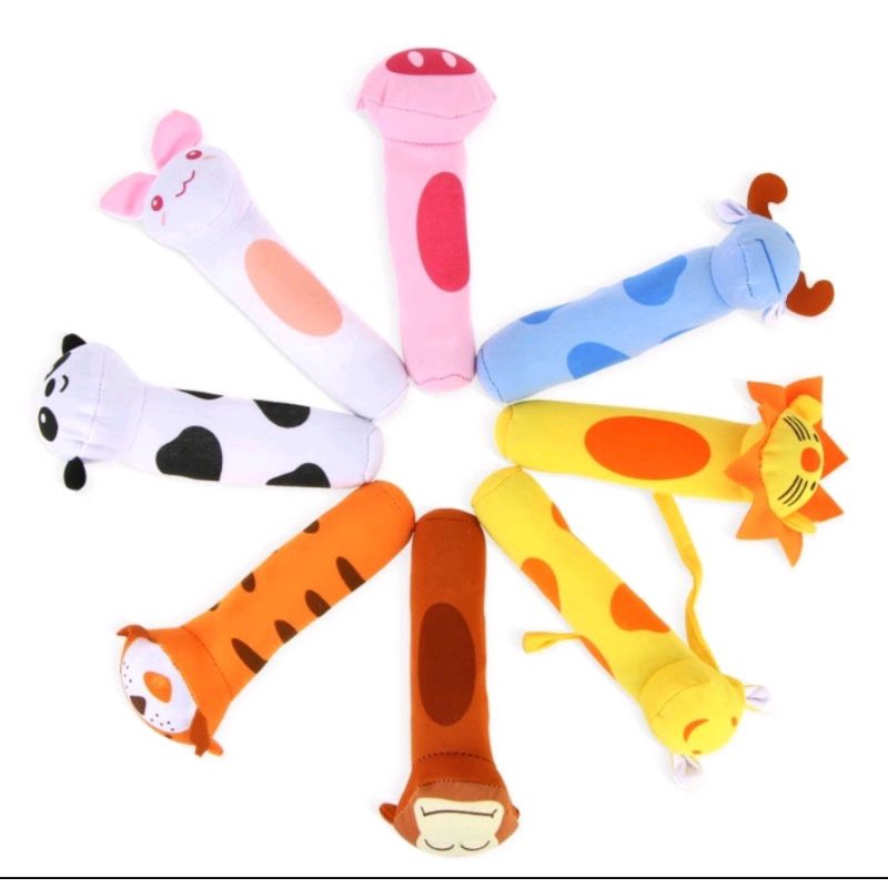 Mainan Bayi Bunyi Boneka Tangan tongkat genggam Baby Hand Rattle Toy Stick Motif Karakter Lucu