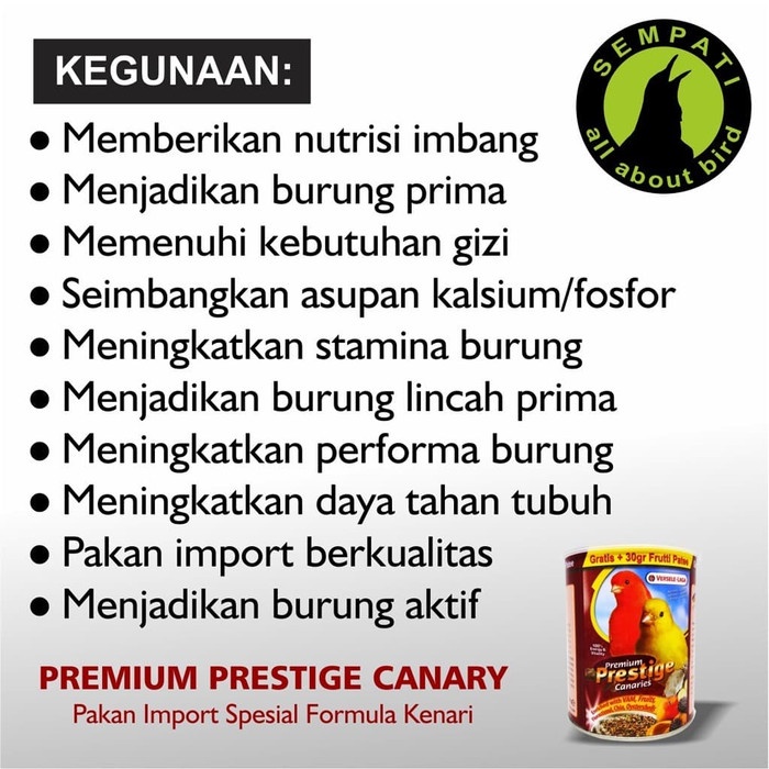 

d201nhd Pakan Burung Kenari Premium Prestige Versele-Laga Ds201Fs