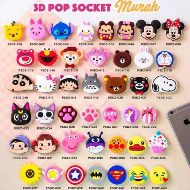 Holder Pop socket 3D karakter Cartoon