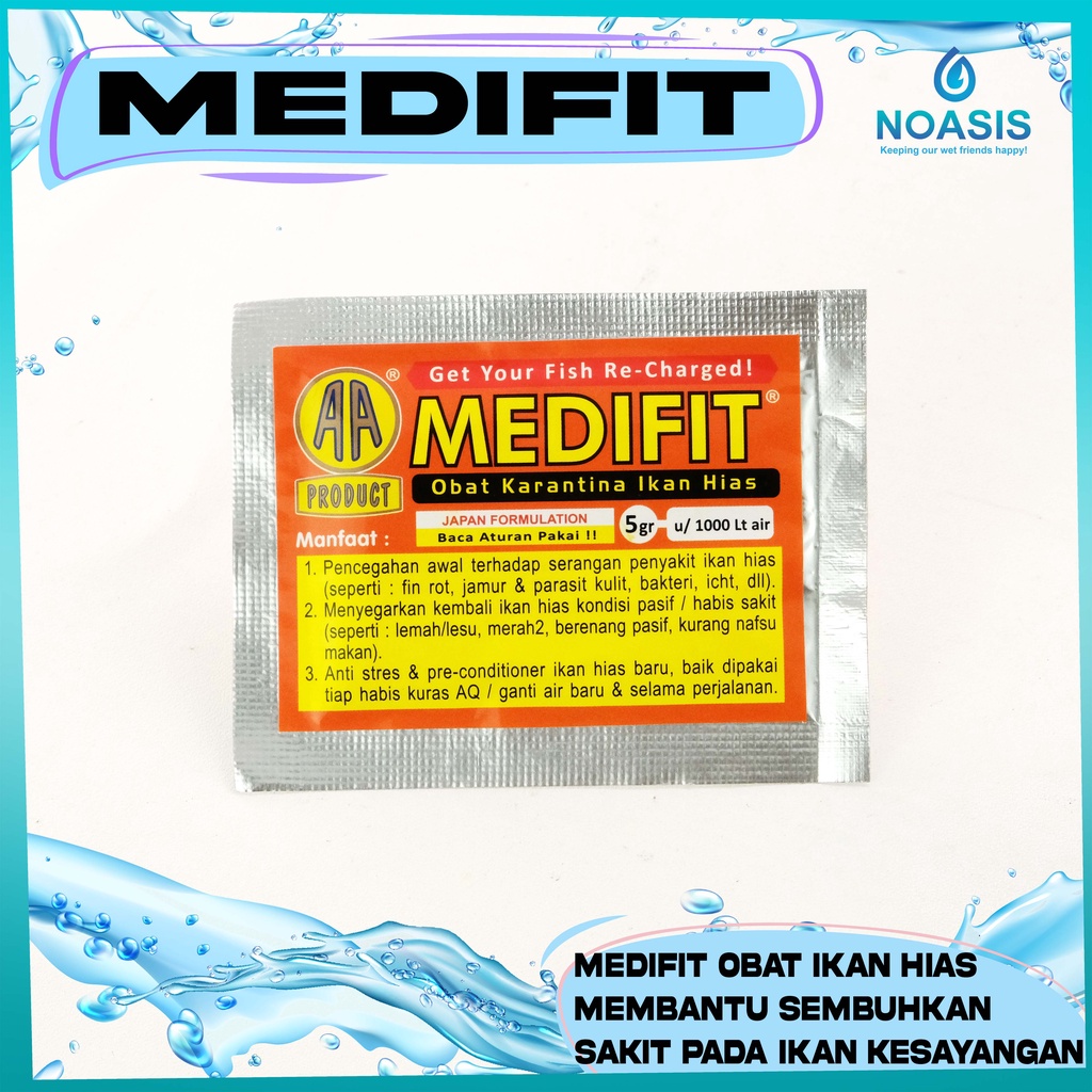 OBAT IKAN AA MEDIFIT OBAT KARANTINA IKAN FIN ROT JAMUR PARASIT STRES 5 GR