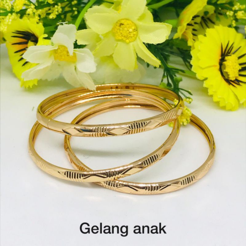 Gelang tangan kolong anak anak Titanium warna gold lapis emas 18k