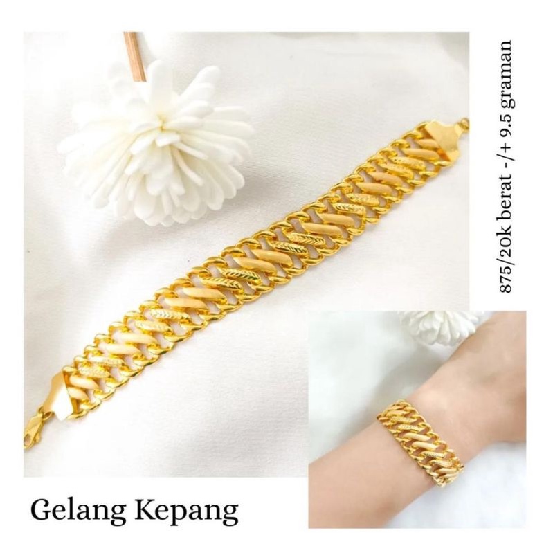 Gelang Kepang Lebar Elegant Emas Asli