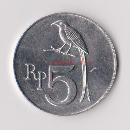 Uang Kuno Lama Jadul 5 Rupiah Seri Burung Tahun 1970
