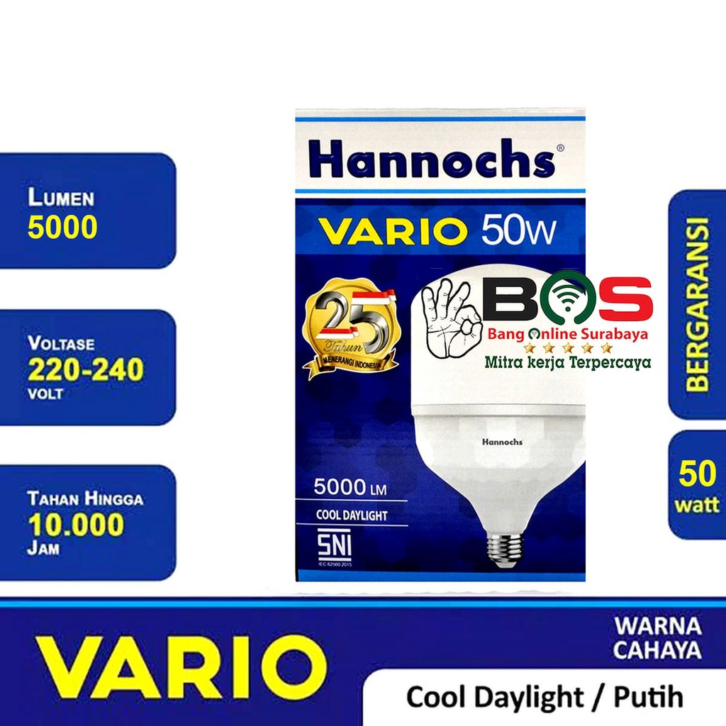 Lampu Kapsul Bohlam LED Hannochs VARIO Cahaya Putih 50W 50 Watt 6500K