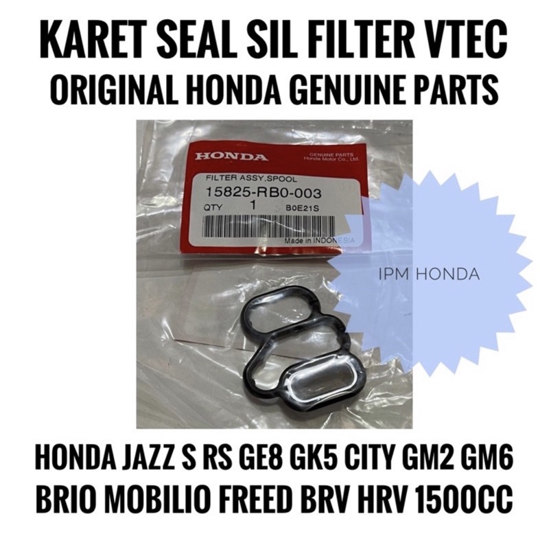 15825 RB0 Karet Seal Sil Filter VTEC Honda Jazz S RS GE8 GK5 City GM2 GM6 Brio Mobilio Freed BRV HRV 1500cc