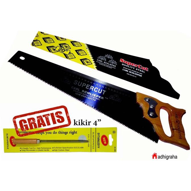 Gergaji Gagang Kayu 20" Carl Schlieper Supercut Super Cut Gratis Kikir