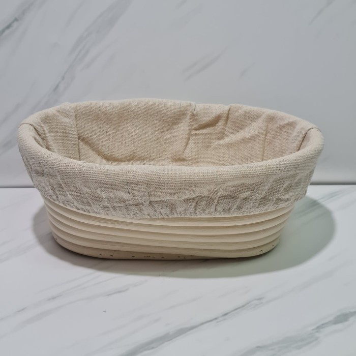 Banneton Basket Proofing Sourdough bread Plus Linen Cover Oval 21x14x8 / keranjang rotan