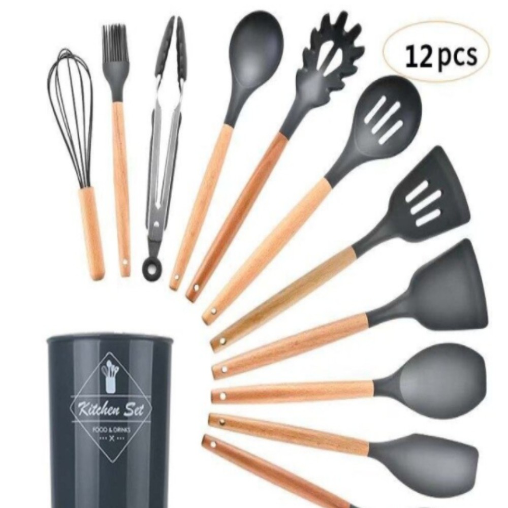 Alat Masak Spatula Silikon Peralatan Masak Set 12 in 1 Silicone Kitchen Set Spatula Silicone Kitchen Set Utensil Spatula Cooking