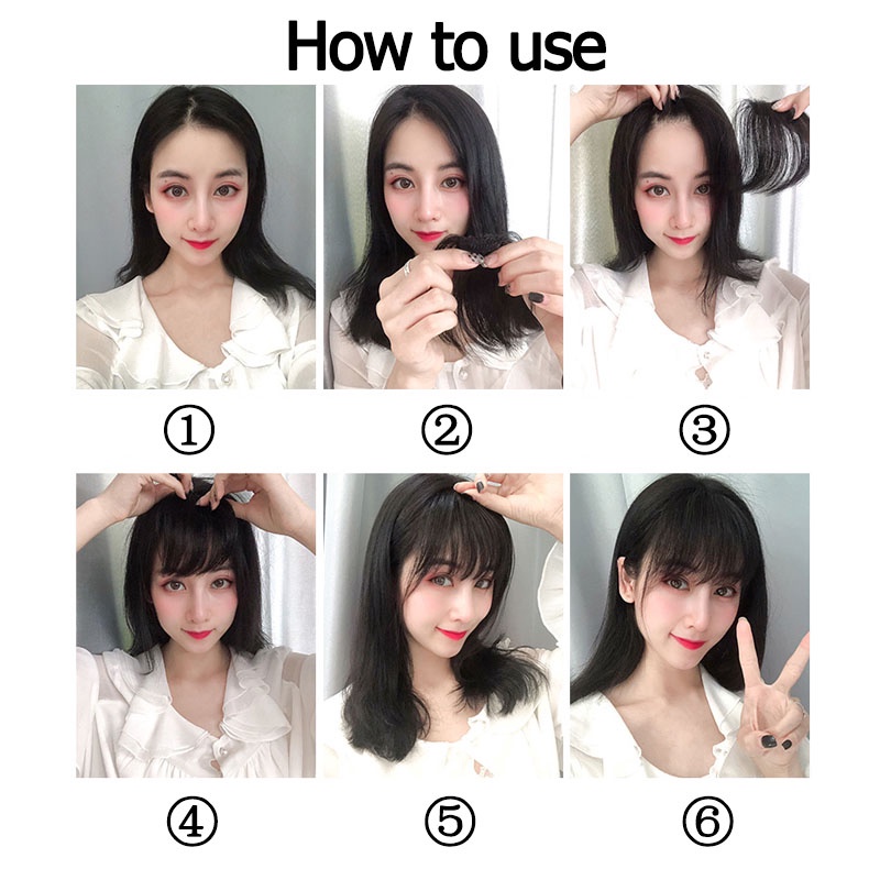 Rambut palsu sintetis poni pendek lurus anak perempuan wanita korea hair clip