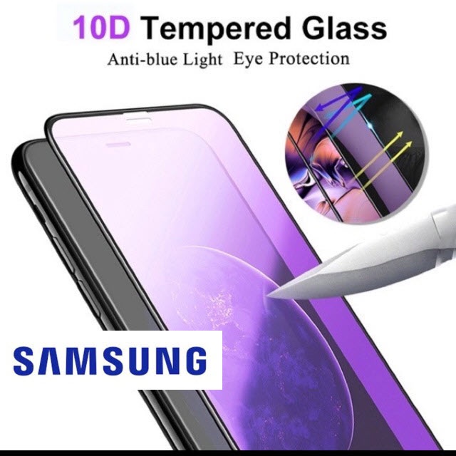 Tempered Glass 10D blue SAMSUNG /10sa/Anti Minyak Pelindung Protector Cover Layar Screen Handphone Kamera