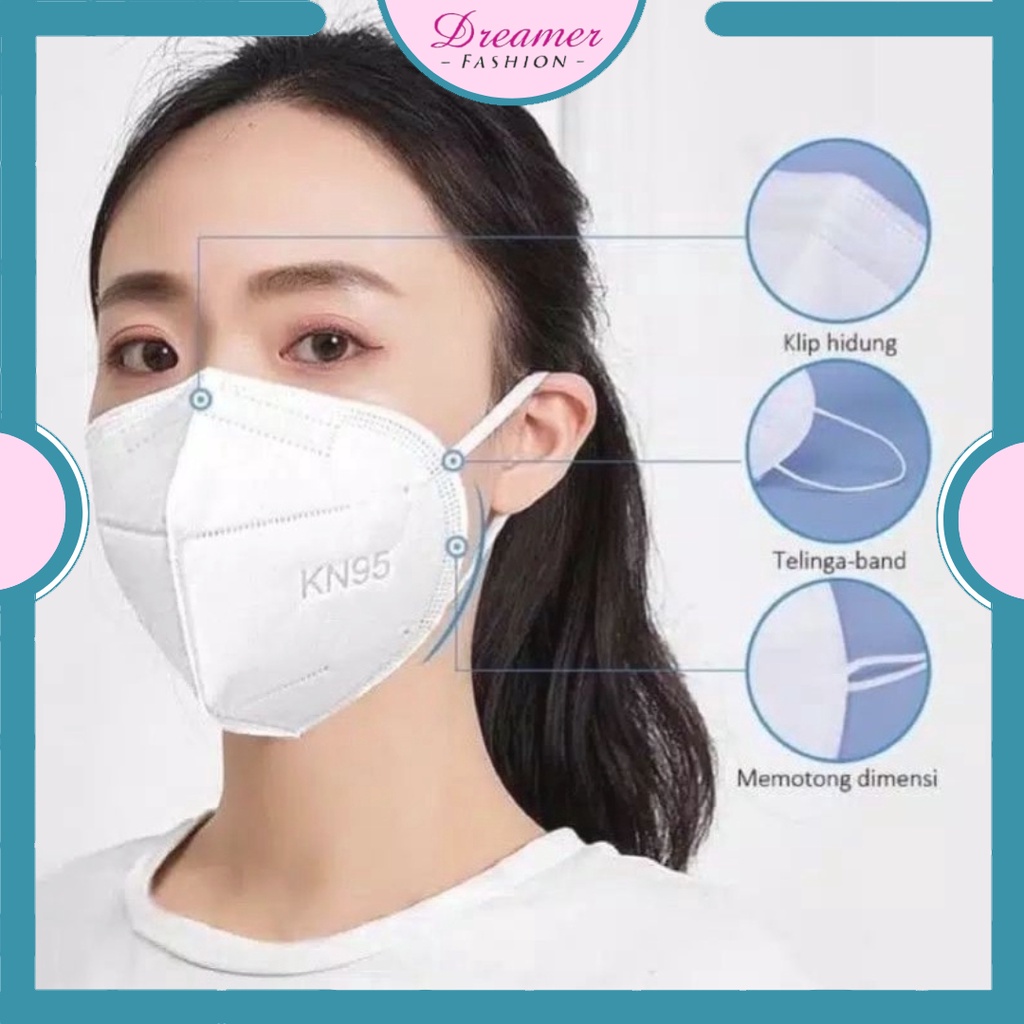 DF VZ135 Masker KN95 Hitam Box 5 Ply Isi 10 Pcs Masker Mulut Medis Earloop Protective Disposable Mask