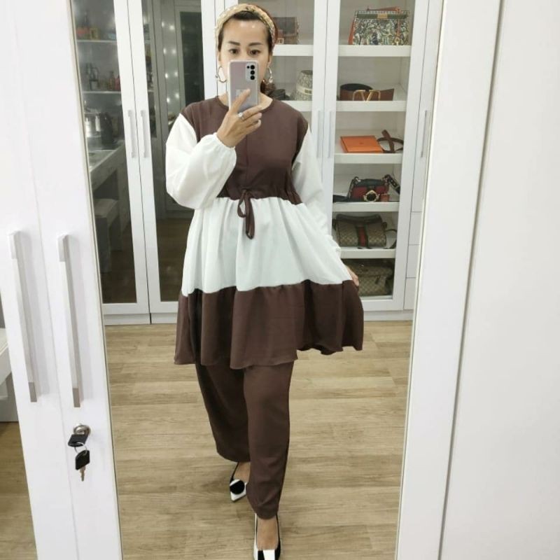 Setcel Tunik shakila oneset tunik shakila