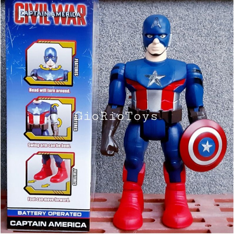 Mainan Robot Superhero Captain America Avengers Baterai Besar Bisa Jalan Suara -Robot Kapten Amerika