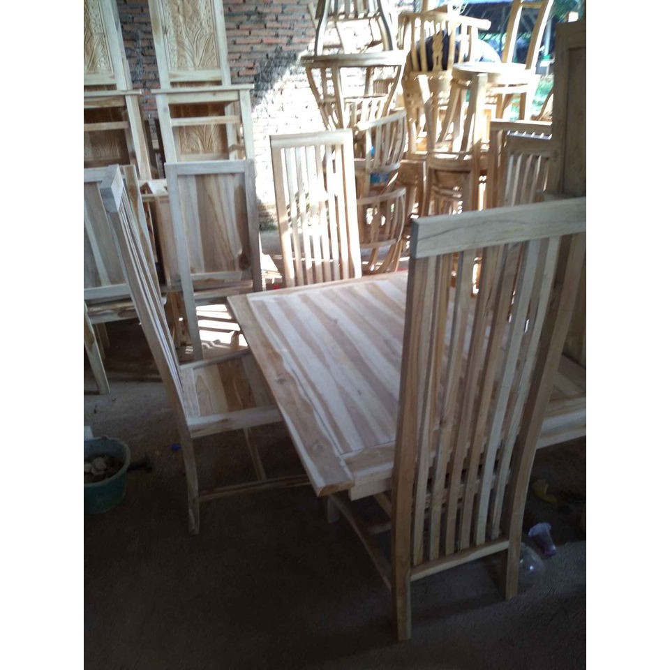 Meja Makan Minimalis Kursi 4 Kayu Jati - Meja Makan Jati Jepara Mentahan