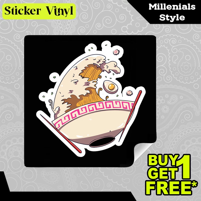 

Stiker Sticker Great Ramen Wave Makanan Khas Jepang Aesthetic Bahan Vinyl Satuan Anti Air