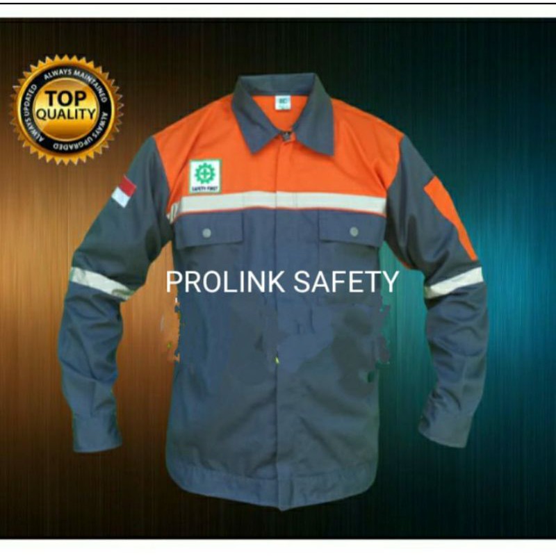 SERAGAM SAFETY RESLETING ABU ORANYE FREE LOGO K3 BENDERA WEARPACK