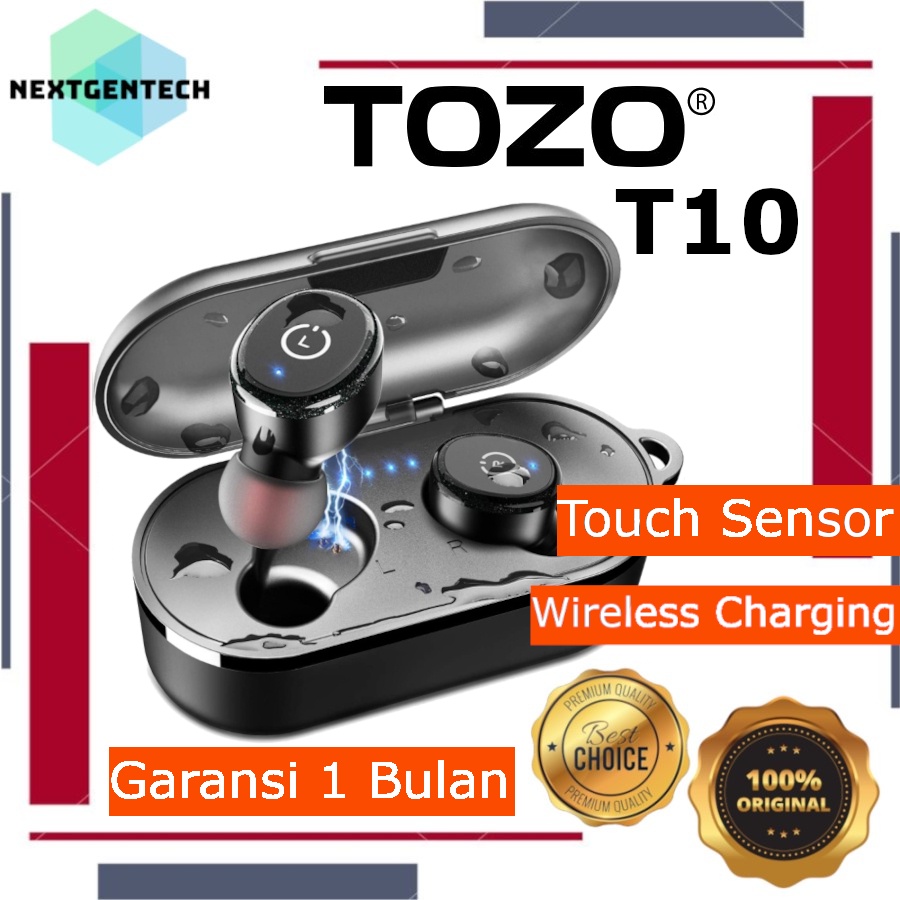 TOZO T10 True Wireless Earbuds TWS Stereo Earphone Headset Wireless Charging IPX8 Bluetooth 5.0