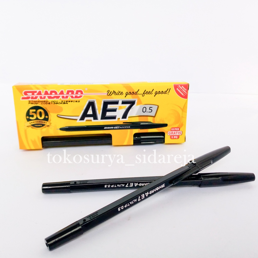 

PULPEN STANDARD AE7 FINE HITAM/MERAH/BIRU 0.5 (SATUAN) / BOLPEN STANDARD WARNA