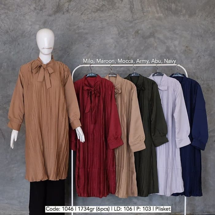 Tunik Plisket + Tunik Plisket Wanita + Plisket Atasan Muslim Wanita