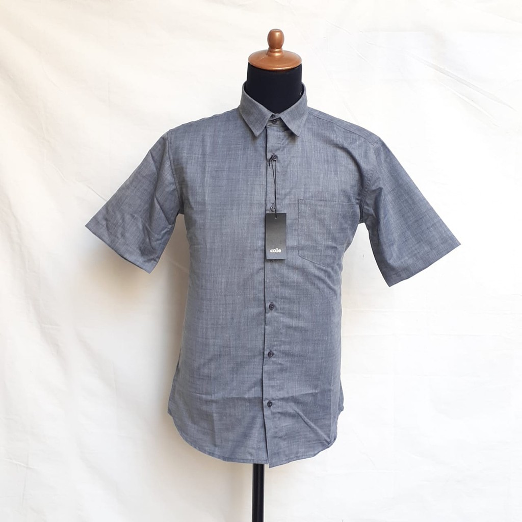 Kemeja cole lengan pendek abu SLIMFIT/hem slimfit tangan pendek/hem abu/hem lengan pendek/hem cole