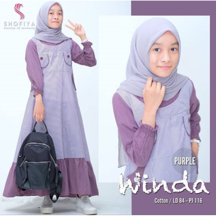 Gamis remaja Modern Anak Tanggung 10-14th / Winda DRESS BAHAN KATUN MIX SUPERNOVA / gamis terbaru mo