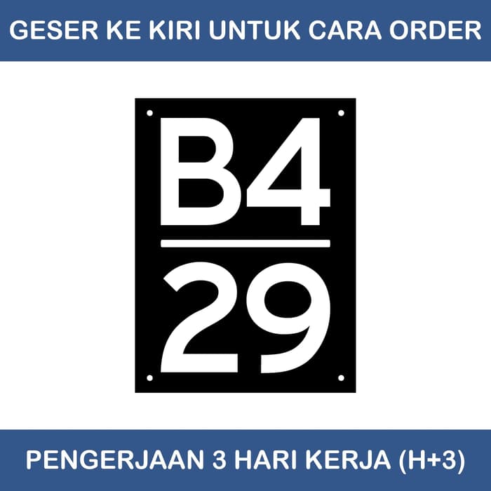 

Nomor Rumah Acrylic / Akrilik 2 Baris Portrait 15x20 - Back Hitam, Text Putih