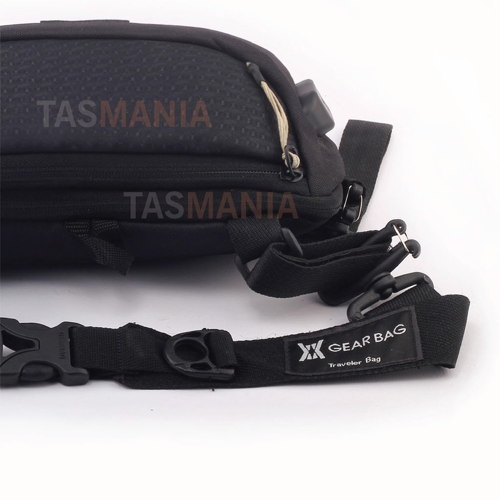 PTS -2 IN 1 PORT - Gear Bag MAKE IT HAPPEN Port -13137 - WITH EARPHONE HOLE + USB  Waistbag Pria Trendy