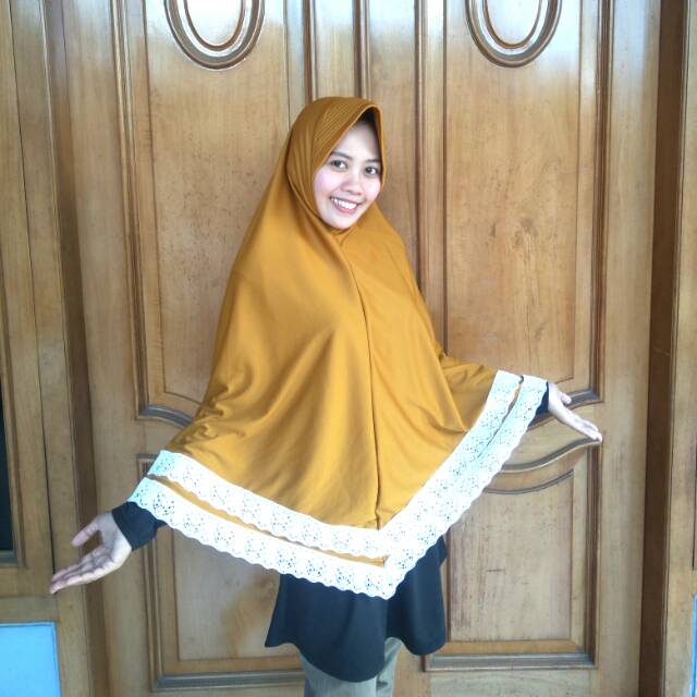 Jilbab instan syari jumbo renda