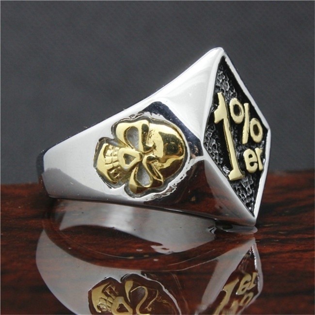 SEUSUK  Cincin Vintage Punk Desain Tengkorak Bahan Stainless Steel untuk Pria