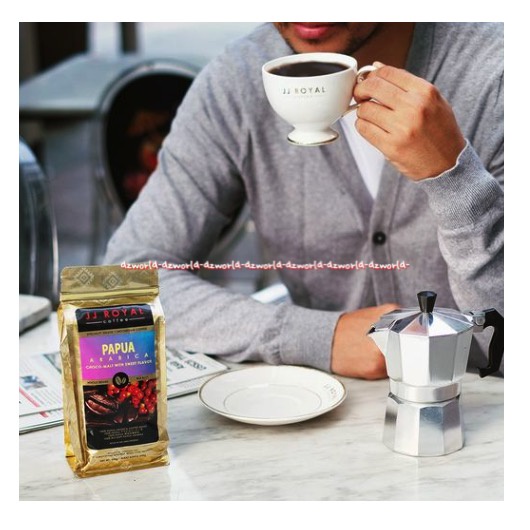 JJ Royal Papua Arabica Ground Coffee 200g Kopi Bubuk Murni Kemasan Kaleng Jjroyal Papua Arabika Coco Malt White Sweet Flavour