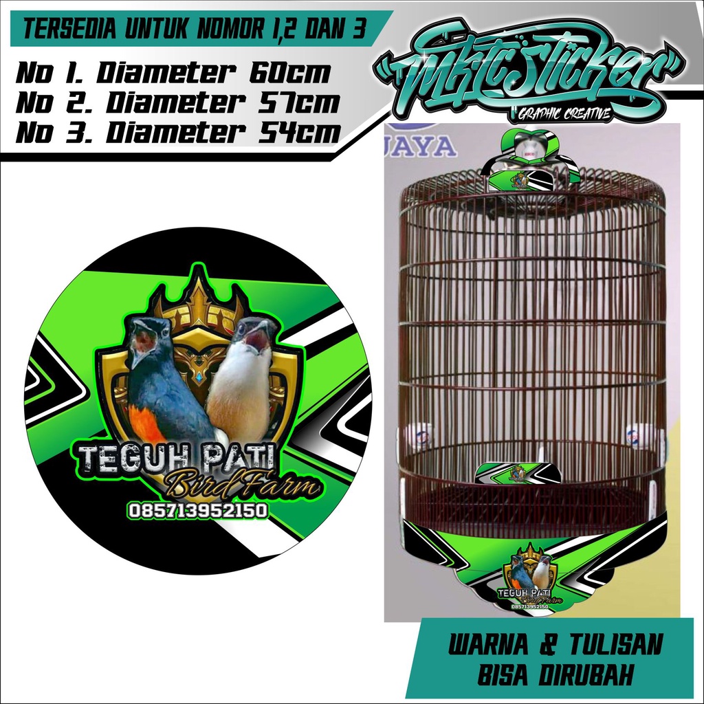 STICKER SANGKAR BURUNG BUNDAR FULL SET MOTIF BURUNG CENDET