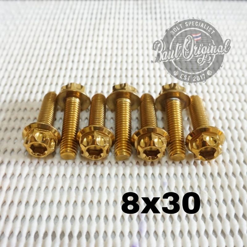 Baut probolt 8x30 gold new model drat 12 panjang 3cm Heng thailand