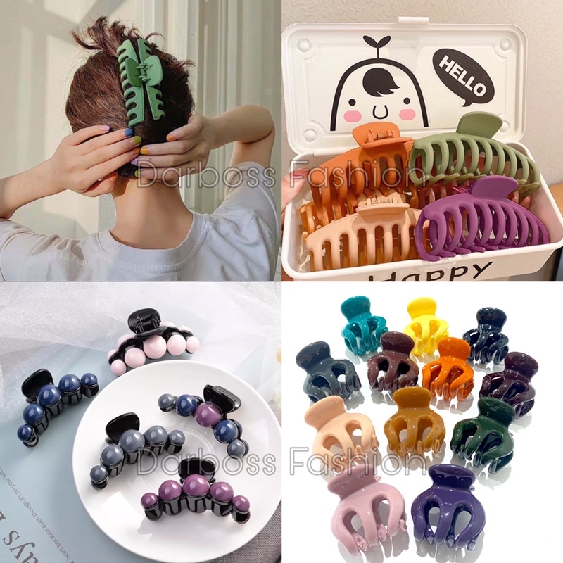 (Part 4 RB) Jedai 5cm bening / Jedai besar / Jepit rambut korea / Jepit gulung / Jepit cakar / Jepit rambut salon / Jepit salon / Jepit rambut boba / Jepitan rambut / Ikat rambut mutiara / kuncir mutiara / karet rambut pearl warna warni / JEDAI CAKAR Lima