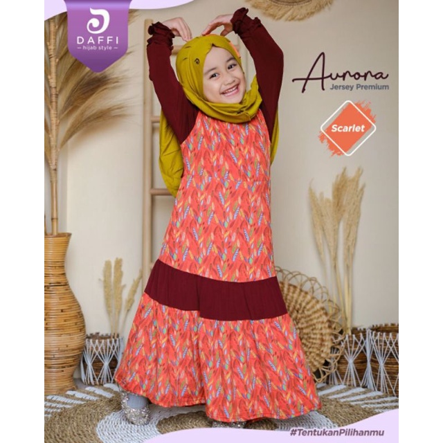 gamis anak AURORA KIDS by Daffi Hijab ready uk. 26 scarlet
