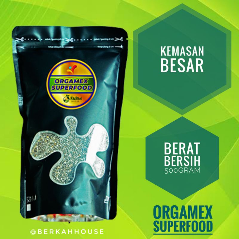 ORGAMEX 500gram Superfood Kaya Omega Bantu Atasi Kolestrol, Tekanan Darah Tinggi / Hipertensi (Glute