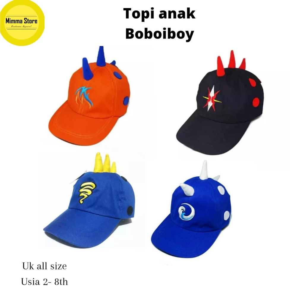 topi anak lakilaki/topi anak boboiboy/boboiboy tanduk/boboiboy petir/boboiboy angin/boboiboy tanah