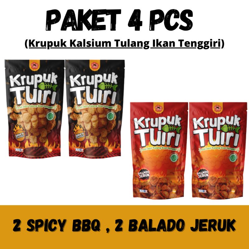 [PAKET 4 PCS] KRUPUK TUIRI / Krupuk Tulang Ikan Tenggiri / Netto 70gr