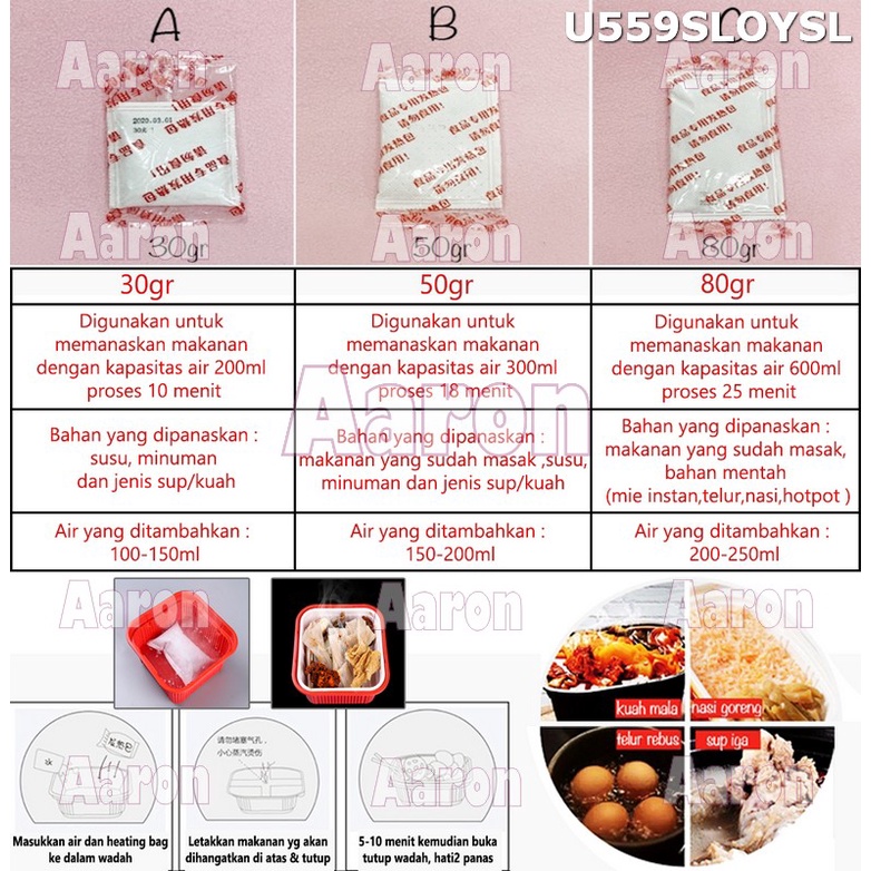 Disposable Food Self Heating Bag / Pemanas Makanan Tanpa Api U559