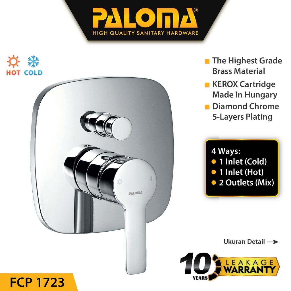 PALOMA FCP 1723 Keran Mixer 4 Lubang Tanam Dinding Tembok Kran Air