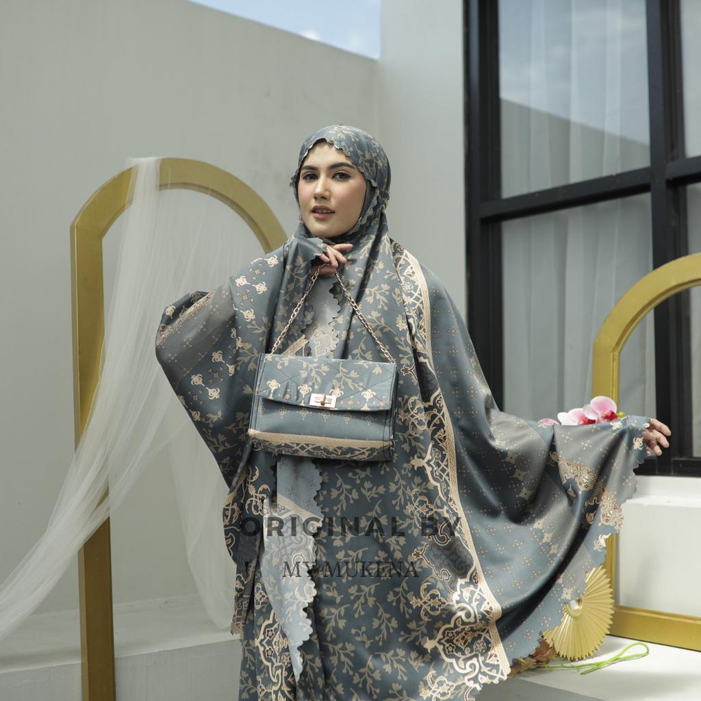 Mukena Dewasa Silk Daily  Daily 2In1 Motif Tas Premium | laser cut Mewah